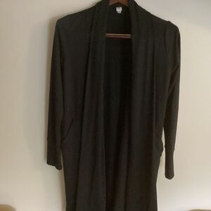 Ladies 90 Degree by Reflex Long Blk Shawl Open Front Cardigan w/Pockets Sz M